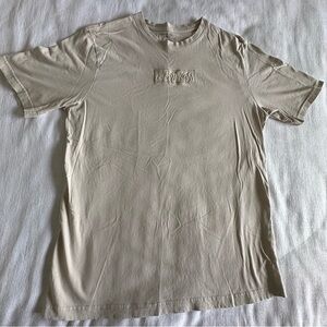 Brooklyn Laundry Mens 100% Cotton Embroidered Patch Beige Casual T Shirt Size L